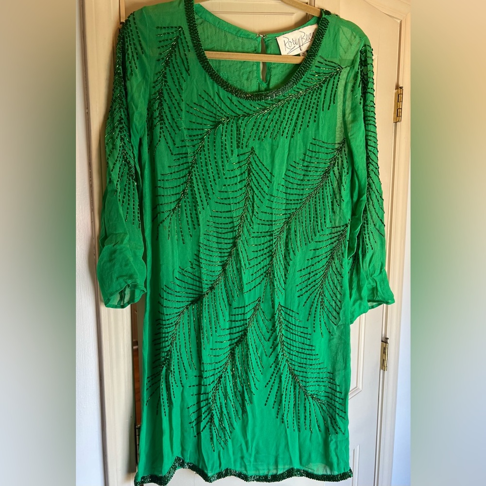 Rory Beca Emerald Beaded Vintage Dress